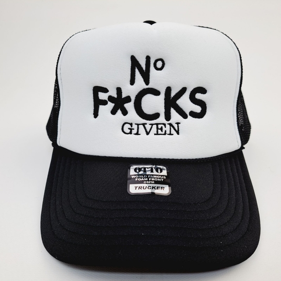 No F*cks Given Embroidered Cap Vintage Trucker Style Snapback Foam Front Maximal - Picture 1 of 4